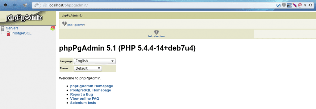 phppgadmin postgres debian